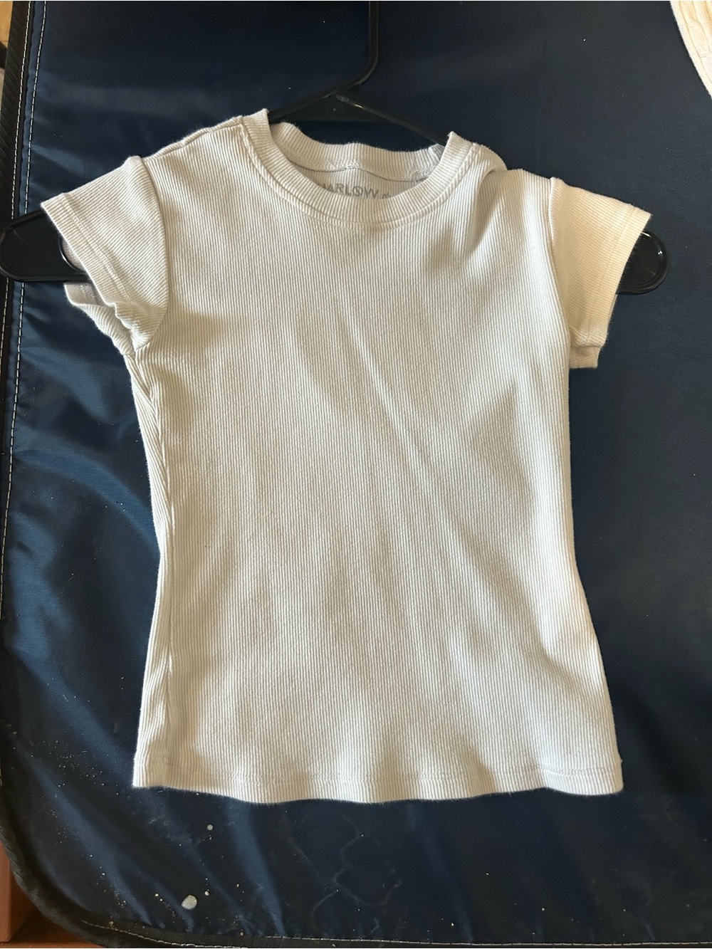 Women's White Ribbed Short-Sleeve Long Sleeve Tee